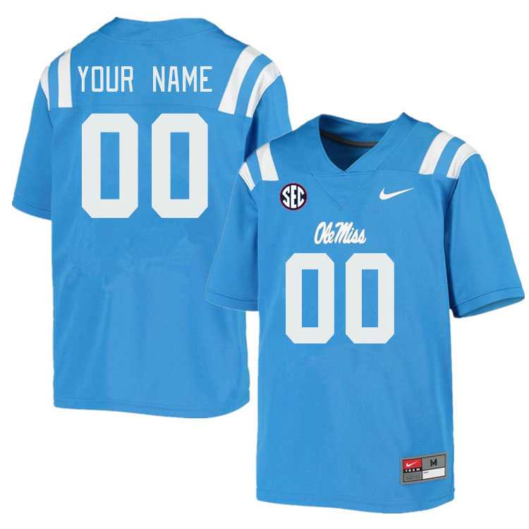 Custom Ole Miss Rebels Name And Number College Football Jerseys Stitched-Power Blue - Click Image to Close